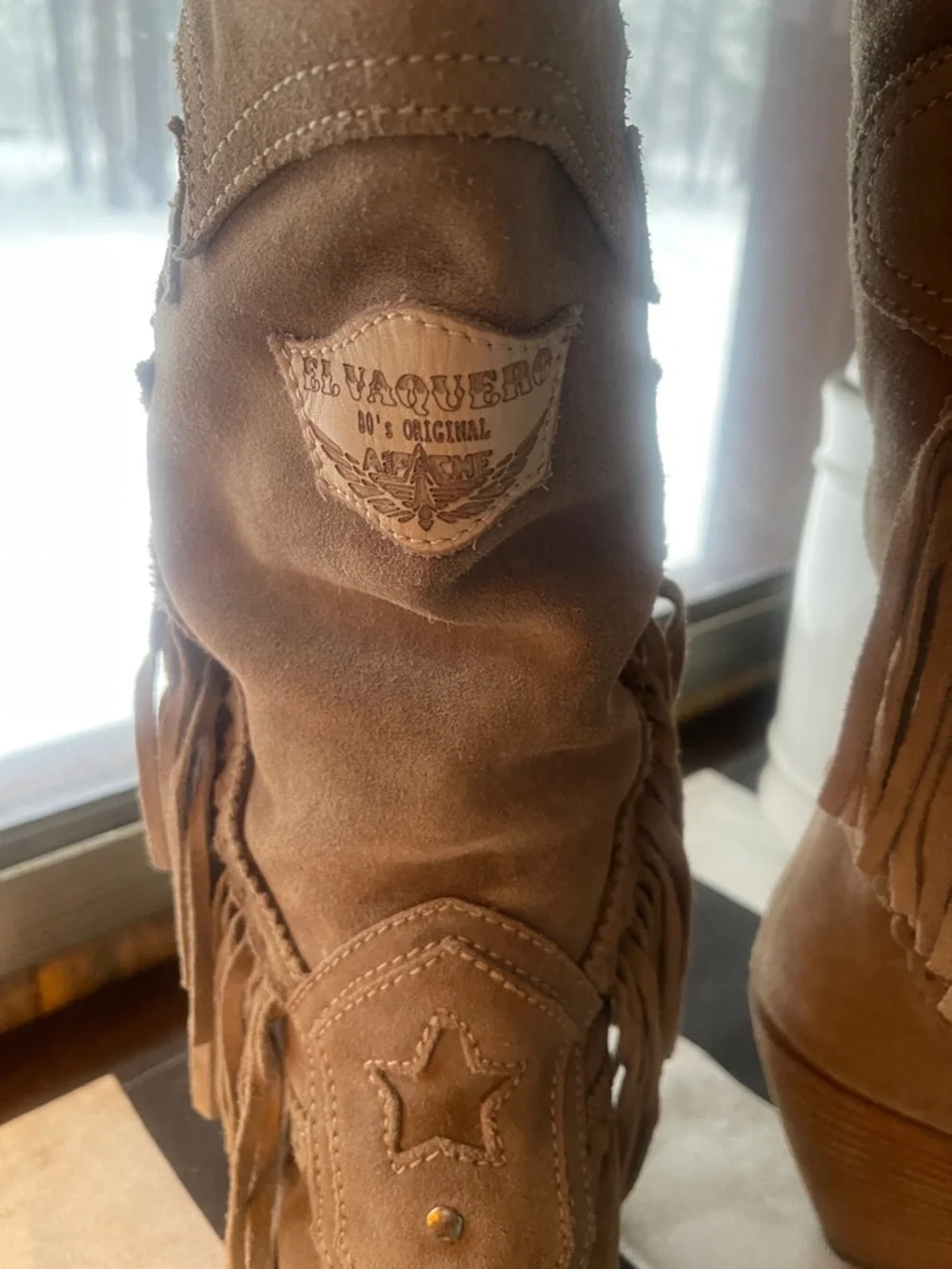 El Vaquero western fringe light tan boots - Picture 6 of 9